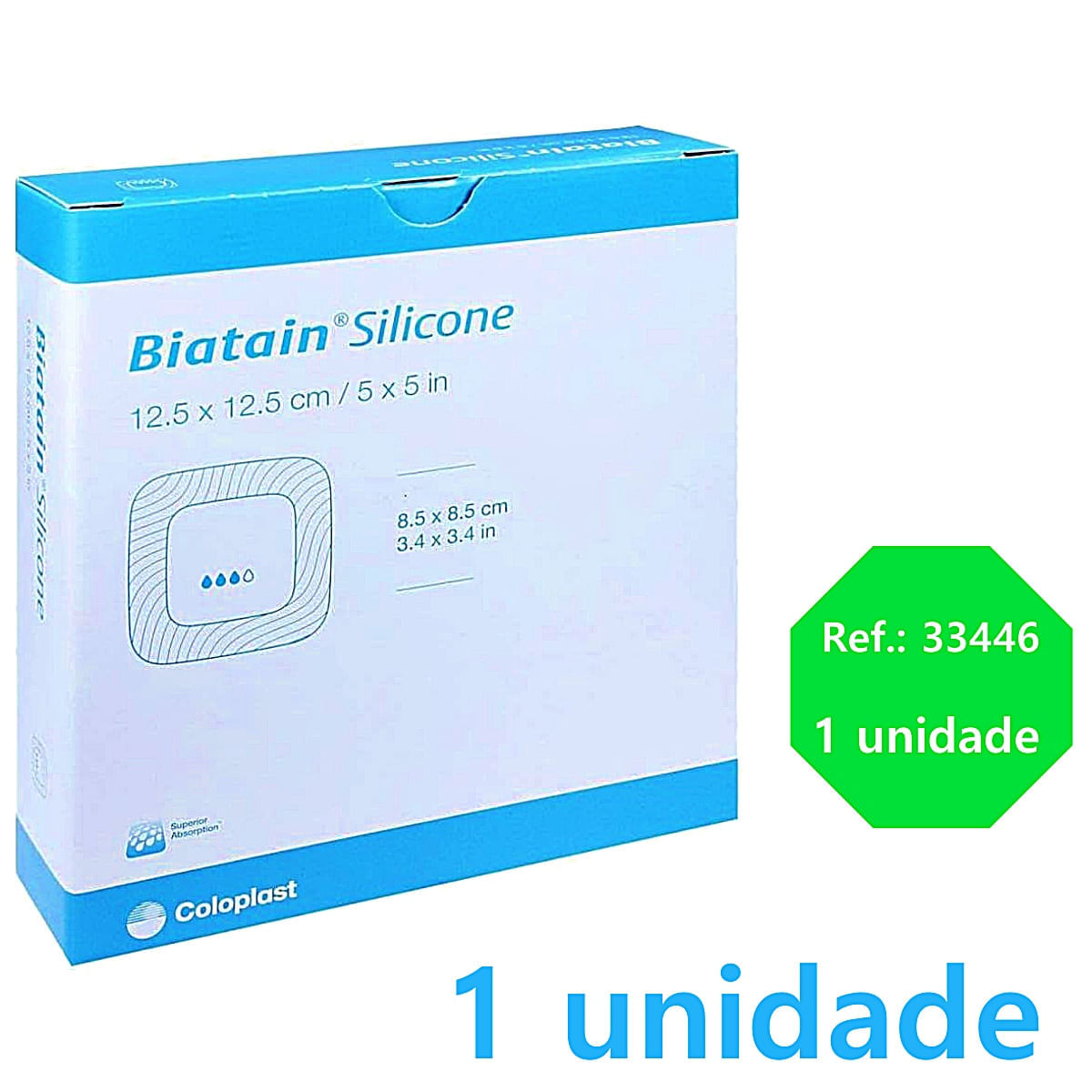 Curativo Biatain SiliconeLite Coloplast 33446 12.5x12.5cm unidade Coloplast