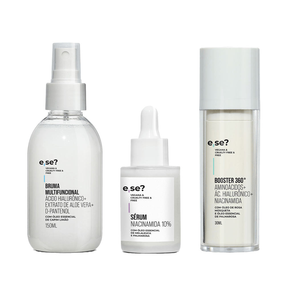 Kit para Hidratação da Pele Bruma Multifuncional 150ml + Sérum Niacinamida 30ml + Booster 360º 30ml