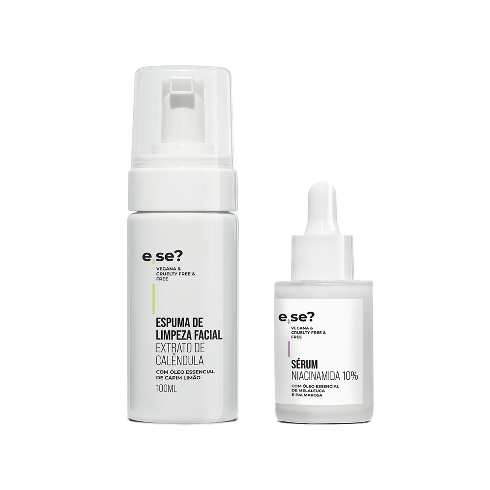 Kit Controle Espuma de Limpeza Facial 100ml + Sérum Niacinamicida 30ml E Se? Cosméticos