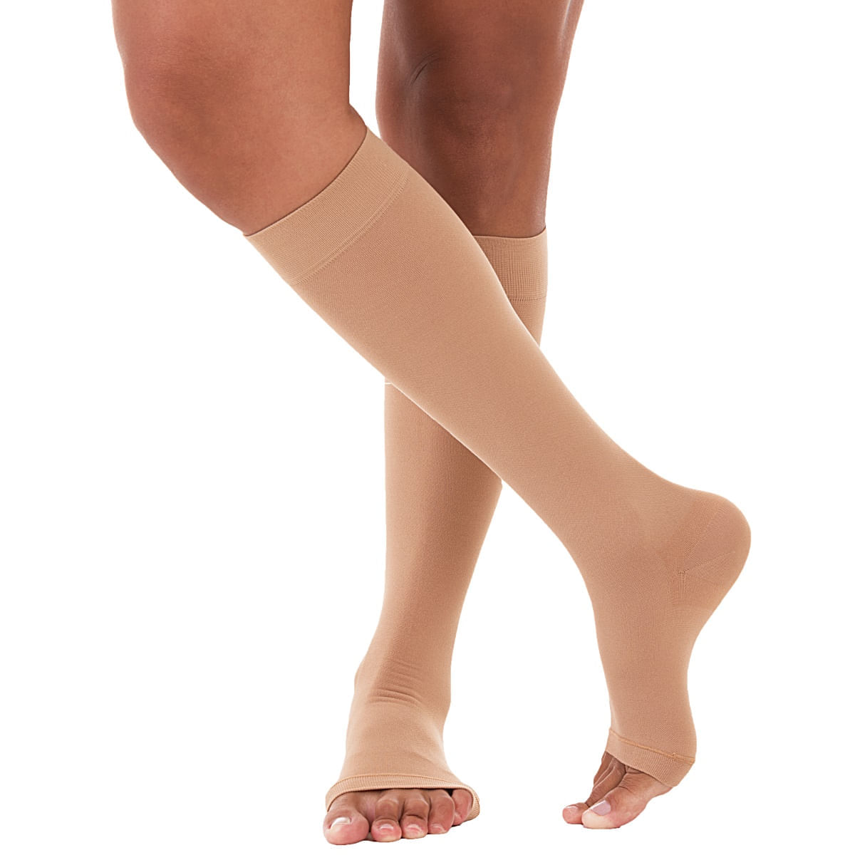 Meia De Compressão 3/4 Ultraline 4000 Venosan - Bege - 20-30mmhg - Pé Aberto - Tamanho Xxg