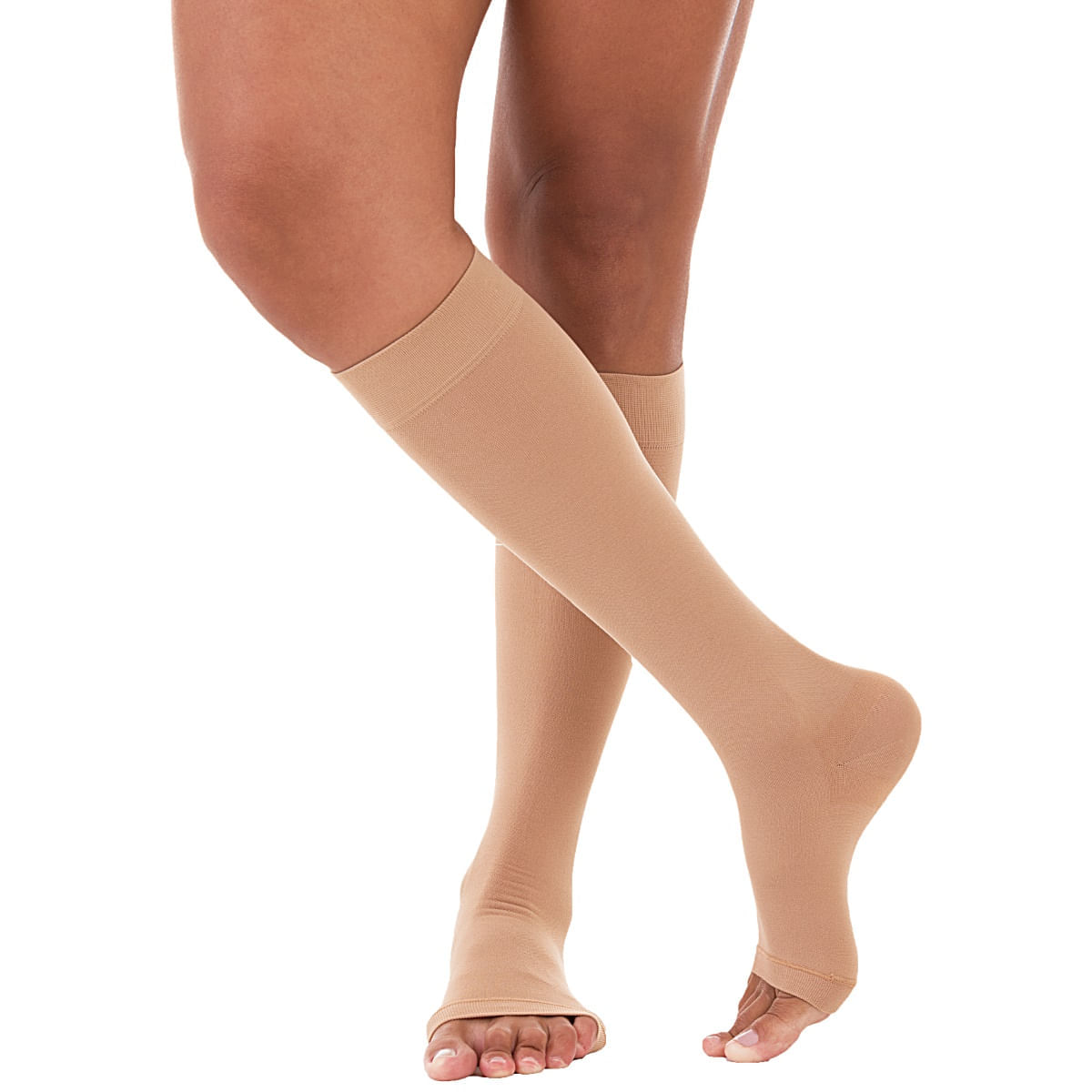 Meia De Compressão 3/4 Ultraline 4000 Venosan - Bege - 30-40mmhg - Pé Aberto - Tamanho M