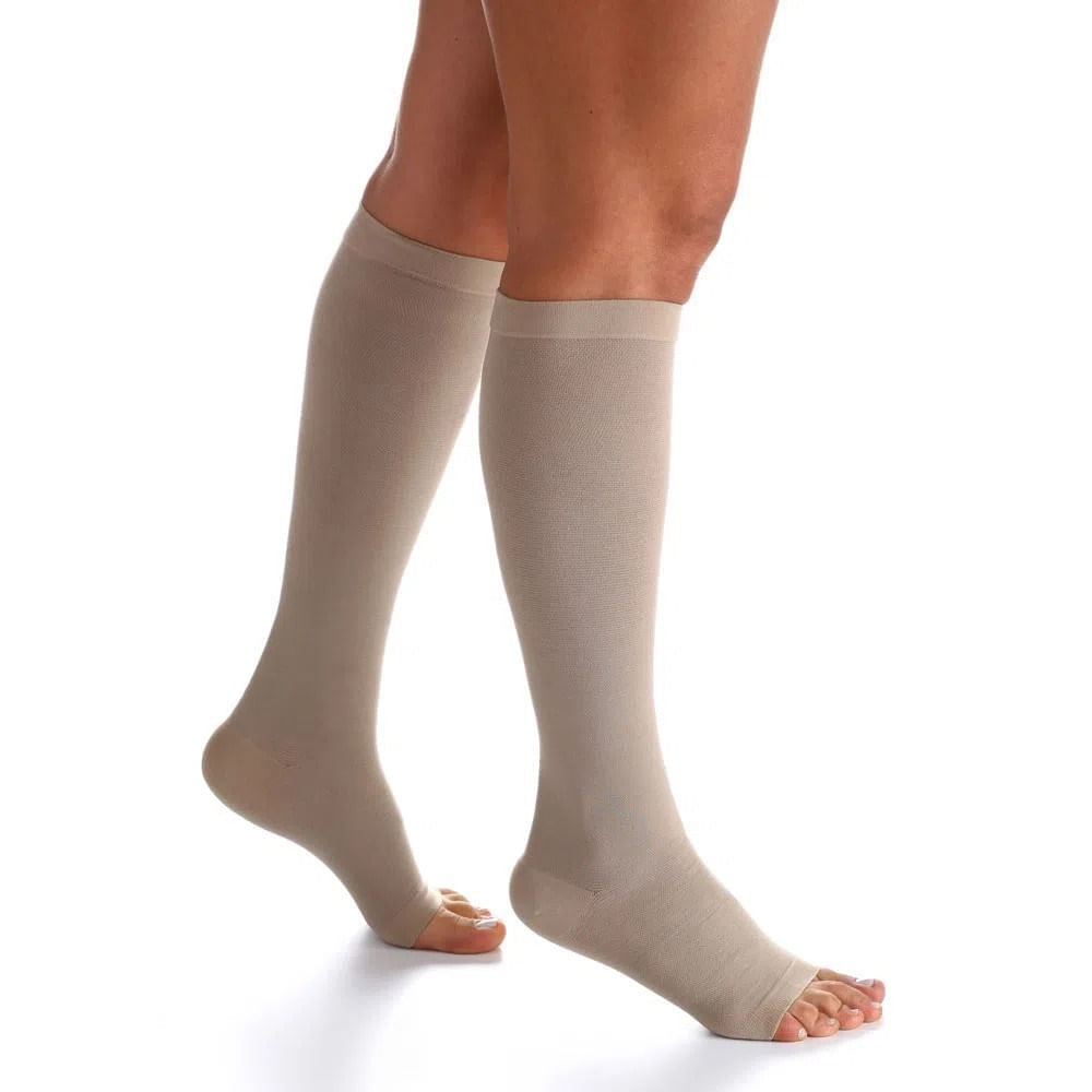 Meia 3/4 Sigvaris Algodão Super 20-30mmhg Aberta Bege M3