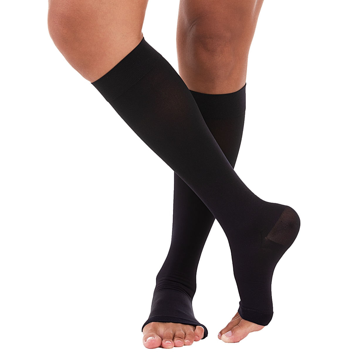 Meia De Compressão 3/4 Ultraline 4000 Venosan - Preta - 30-40mmhg - Pé Aberto - Tamanho G