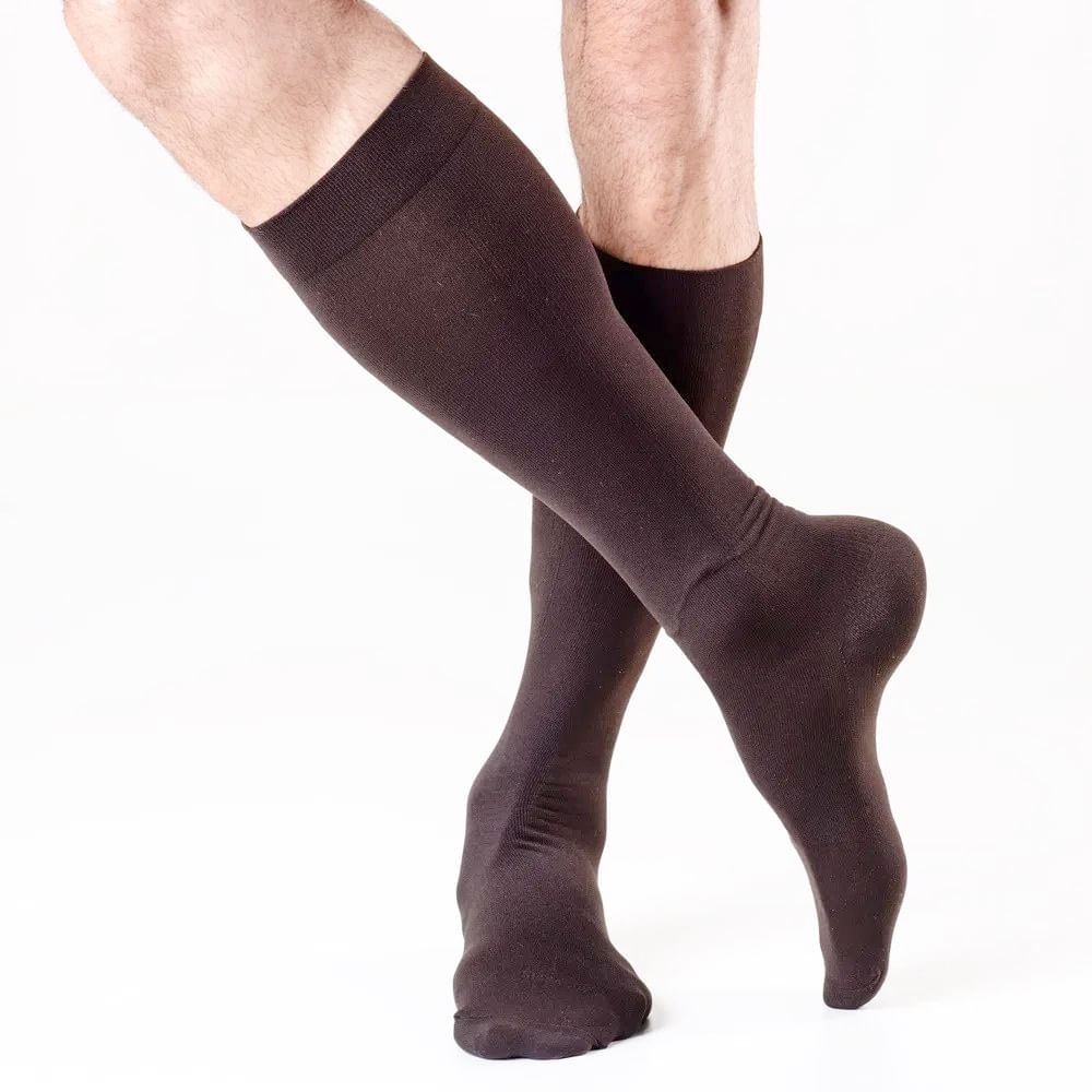 Meia 3/4 Masculina Actitud 20-30 Mmhg Fechada Marrom Tam G