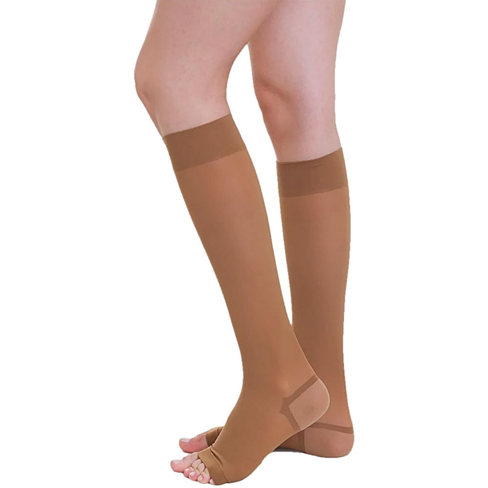 Meia De Compressão 3/4 6000 Venosan - Bronze - 20-30mmhg - Pé Aberto - Tamanho P