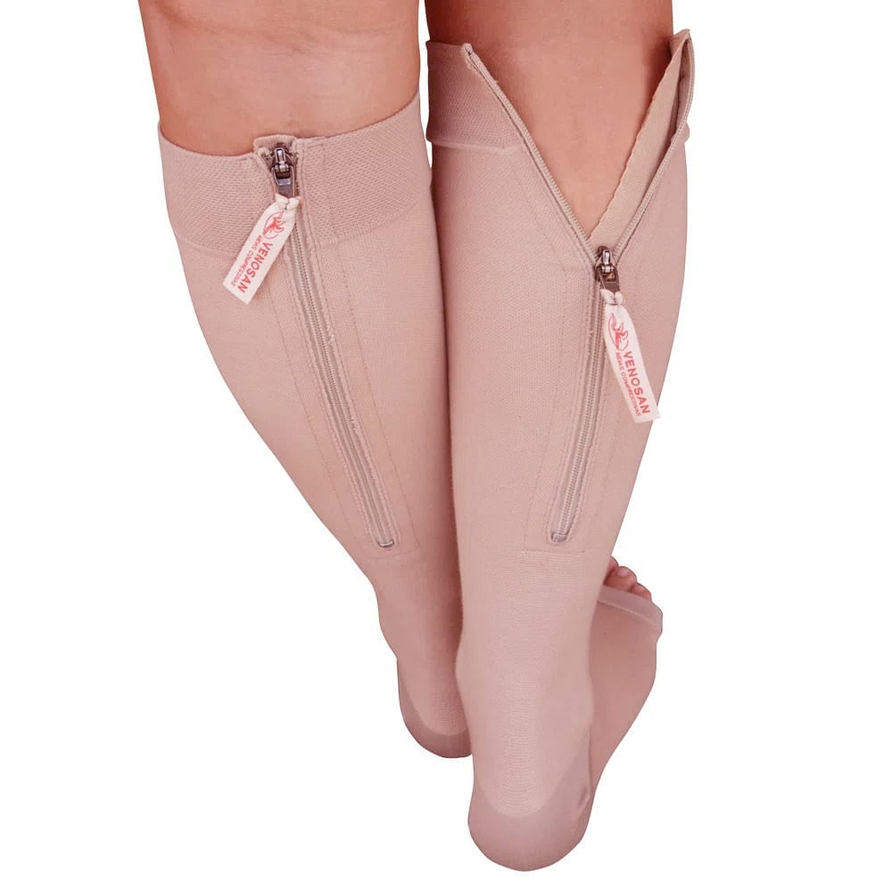 Meia 3/4 Comfortline Cotton Com Zíper 20-30mmhg Bege Curta Tam Xg