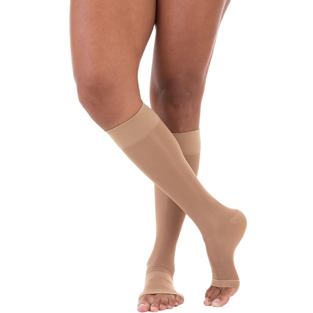 Meia De Compressão 3/4 Legline Venosan - 15-23mmhg - Pé Aberto - Sahara - Tamanho P