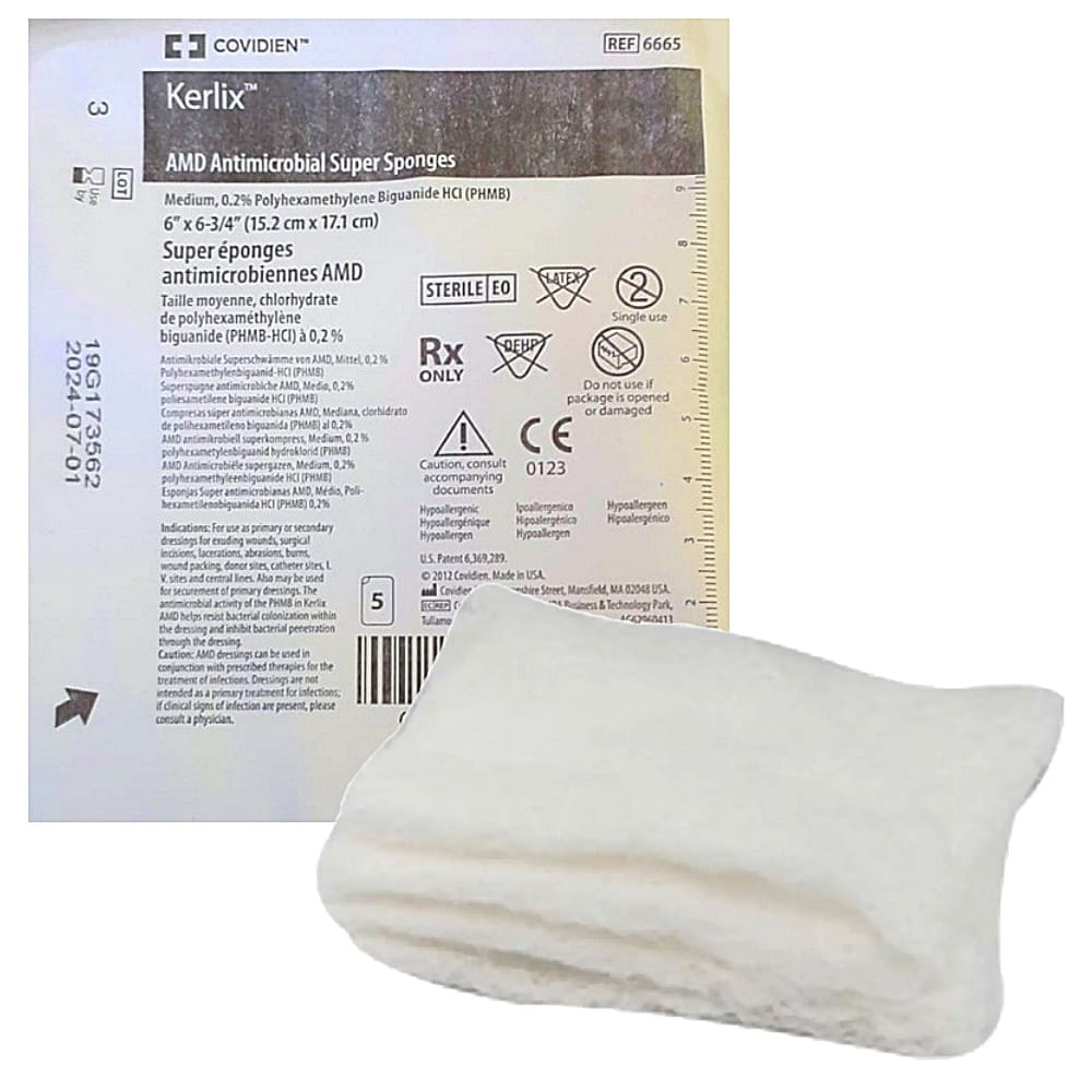 Gaze com PHMB Kerlix AMD Antimicrobial 5.2X17.1cm 5 unidades