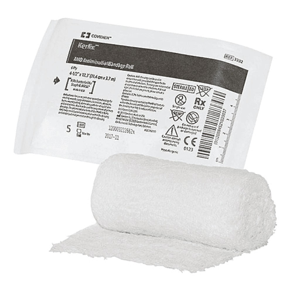 Rolo de Gaze com PHMB Kerlix 3332 AMD Antimicrobial 11.4cmX3.7m unidade