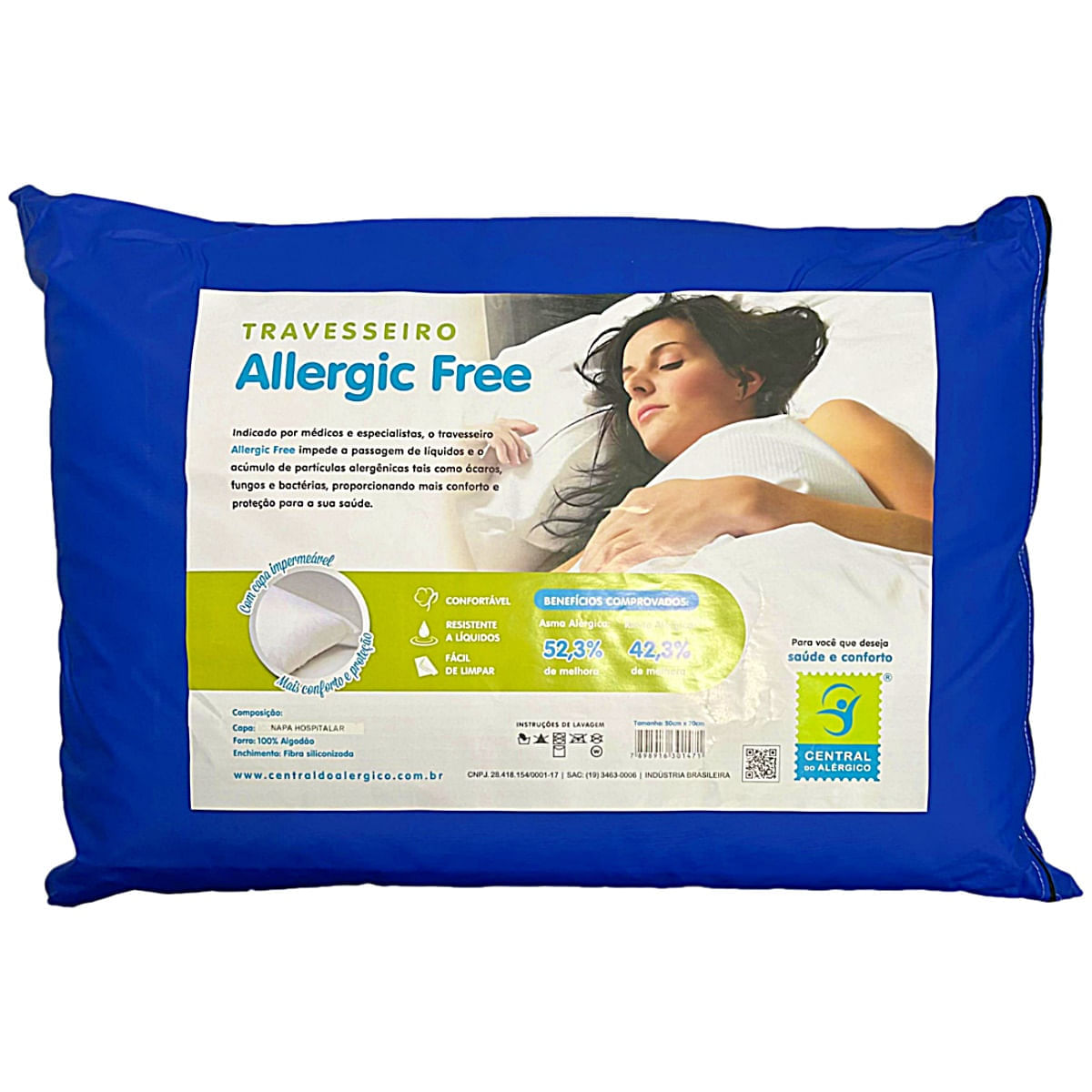 Travesseiro Hospitalar Allergic Free 50X70X10cm unidade
