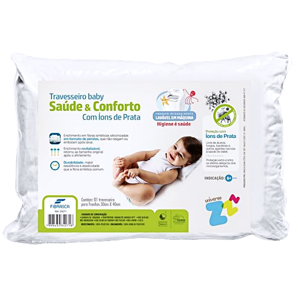 Travesseiro Baby Saúde&conforto Íons De Prata 30x40cm