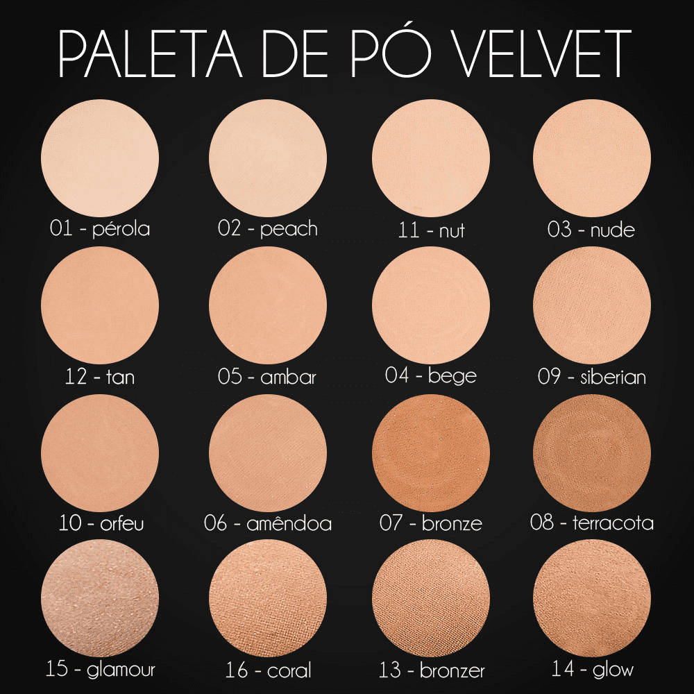 Makiê Velvet Paleta de Pó Compacto 16 Cores x 4g
