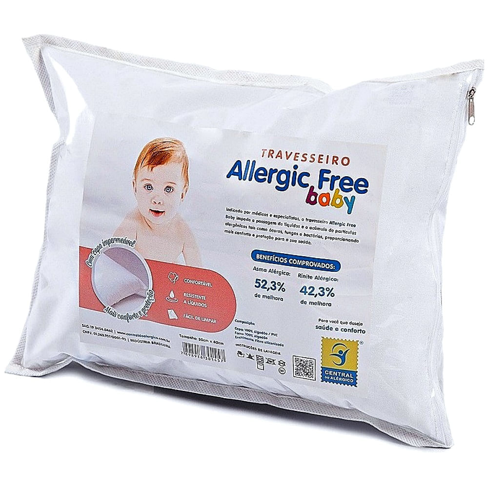 Travesseiro Free Baby Allergic Free 30x40cm Unidade