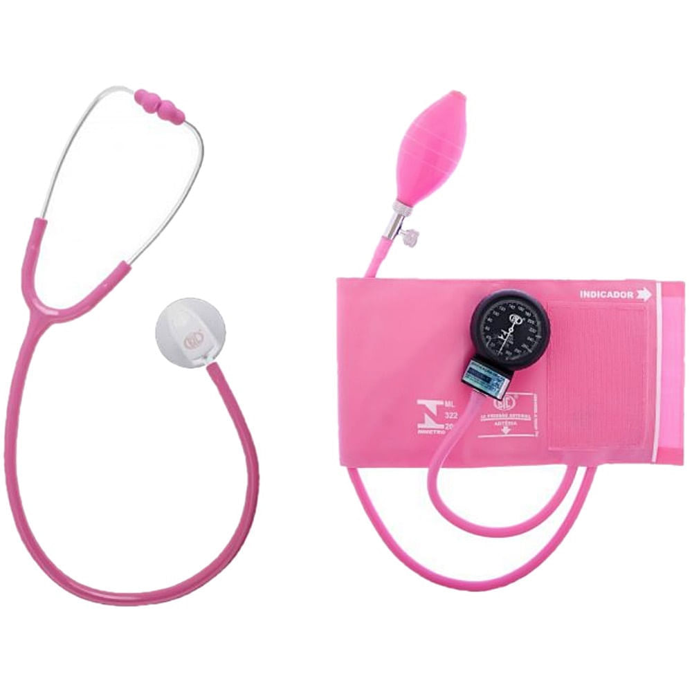 Aparelho Pressão CJ0423 Rosa + Esteto Adulto Standard Rosa