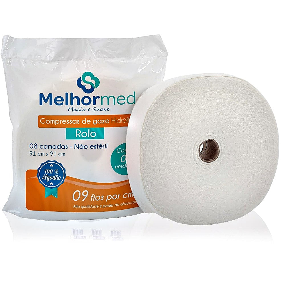 Gaze Hidrófila Melhormed Rolo 9 Fios 91cmx91m Unidade