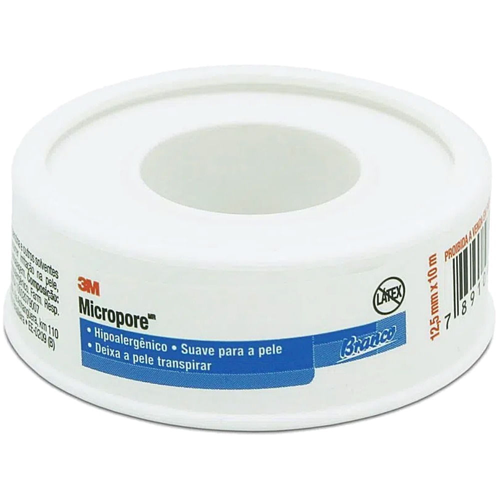 Fita Médica Micropore 3M 1530 Branca 12,5mmx10m unidade