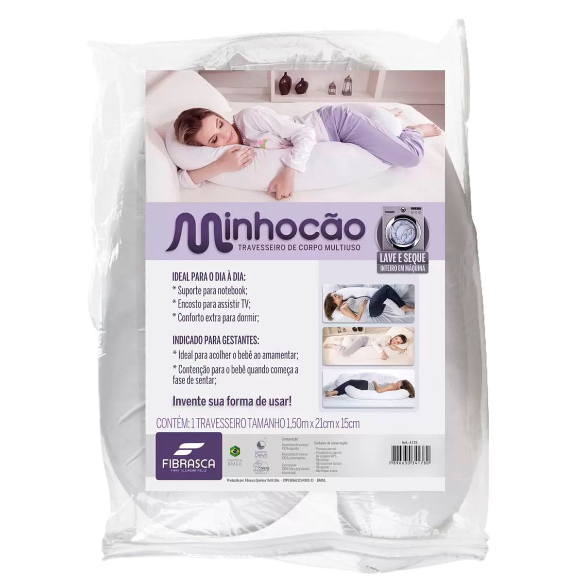 Travesseiro Multiuso Minhocão Fibrasca 4178 1.50mx21cm