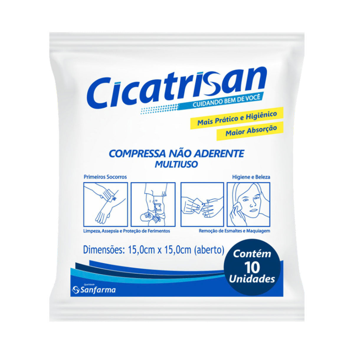 Compressa Gaze Não Aderente Estéril Cicatrisan 10 Compressas