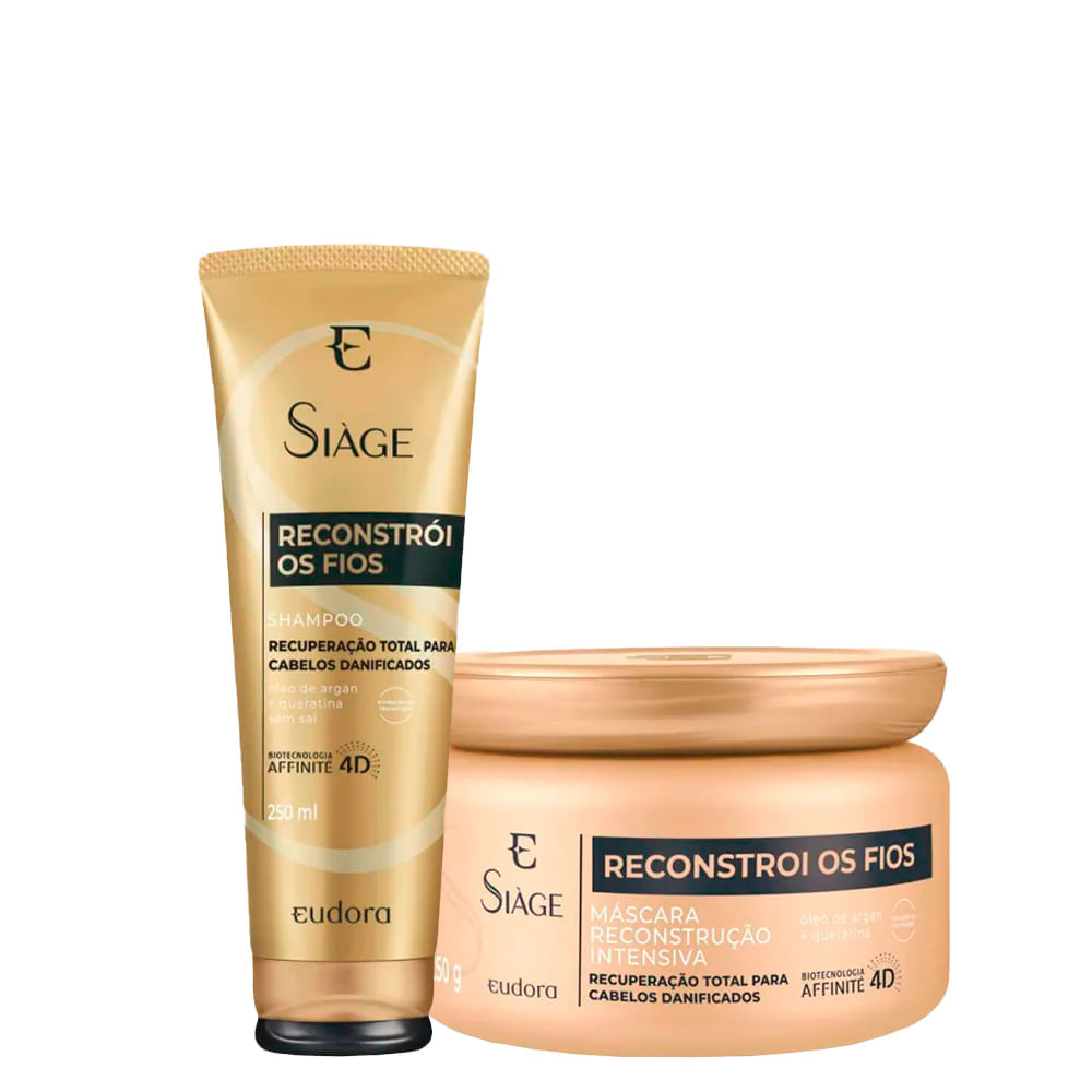 Kit Eudora Siáge Reconstrói os Fios 4D  Shampoo 250ml + Máscara de Reconstrução 250 g
