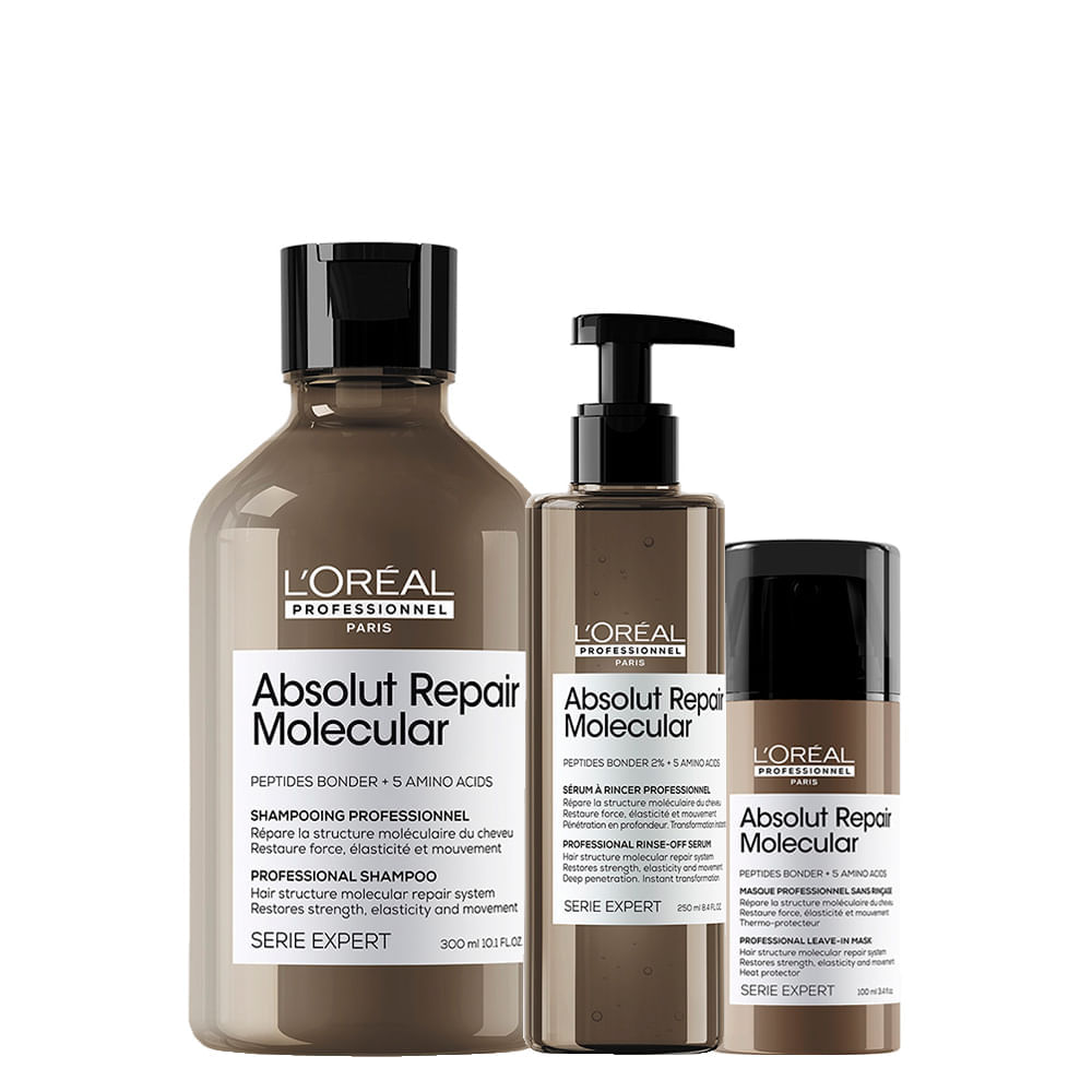 Kit L'Oréal Professionnel Absolut Repair Molecular  Shampoo 300 ml + Leavein 100 ml + Sérum 250 ml