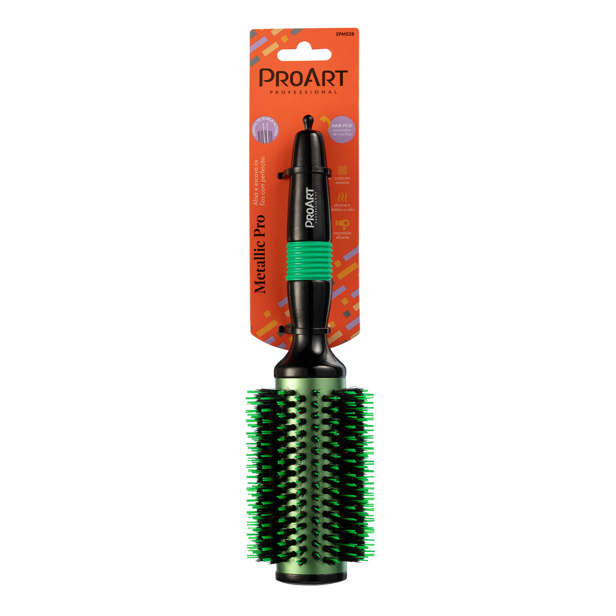 Escova Profissional Metálica 38mm ProArt Cor Verde.