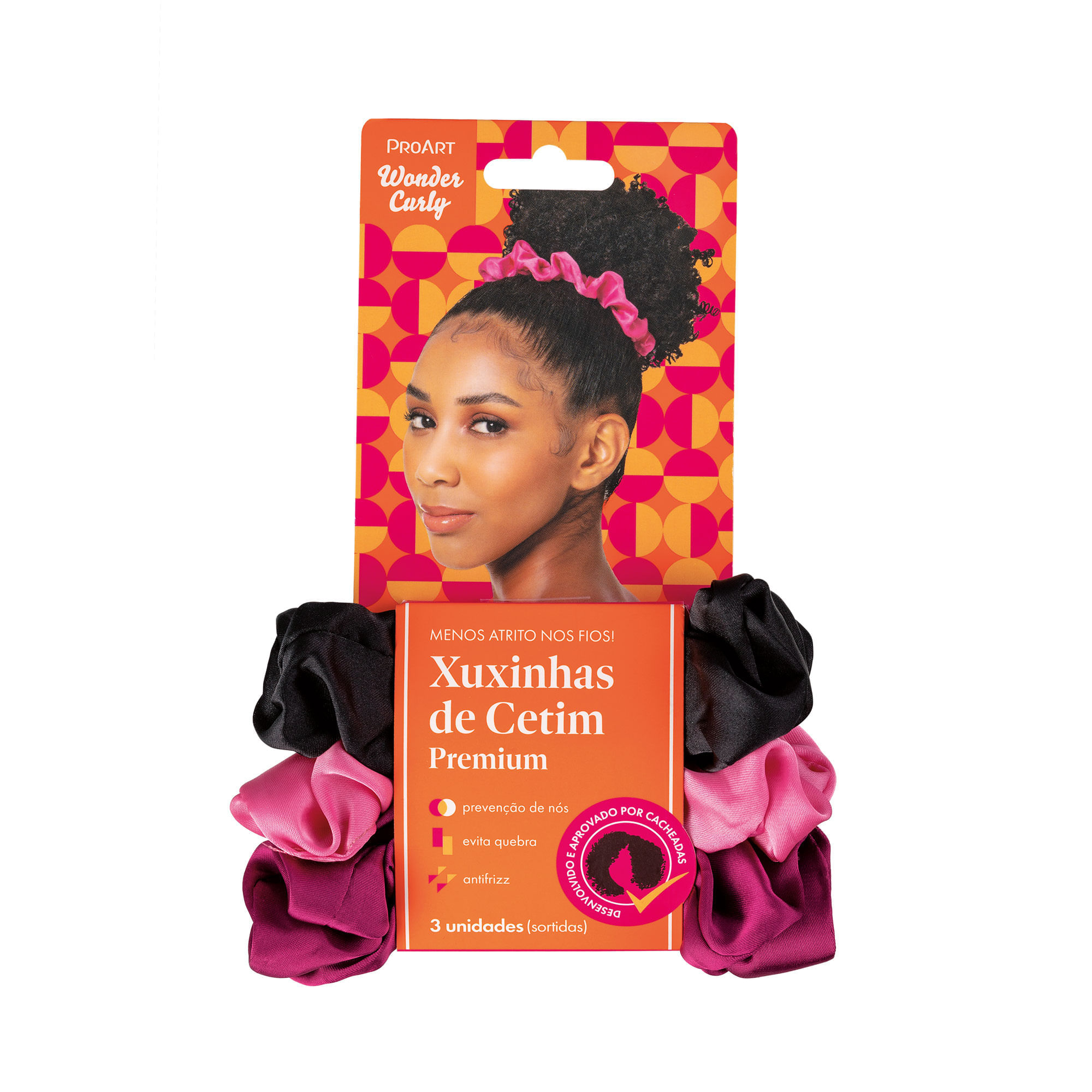 Xuxinhas de Cetim Premium ProArt Cor Preto, Rosa e Rosa Claro.