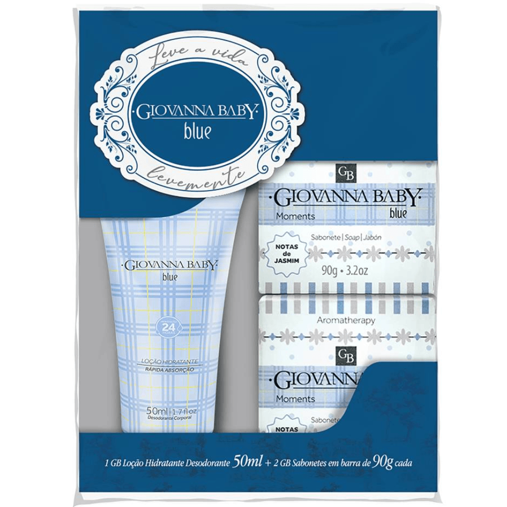 Kit Giovanna Baby Eterno Encanto Blue Loção Hidratante e 2 Sabonetes Em Barra