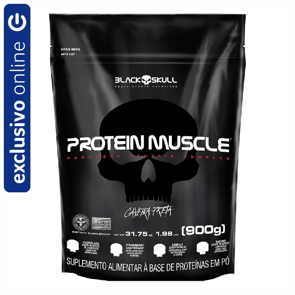 Protein Muscle Baunilha Black Skull Refil Blend Proteínas 900g N/a