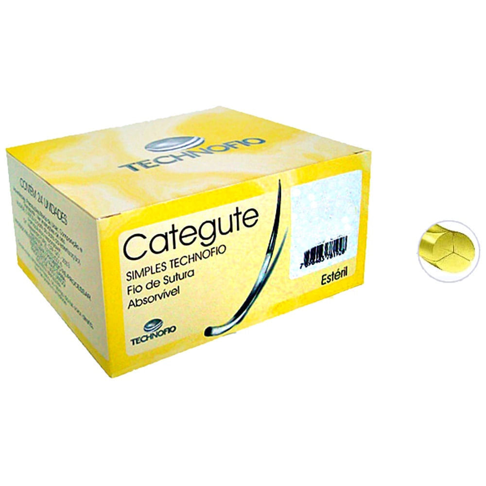 Fio Sutura Technofio Categute Simples 3 Agulha 3,0 Cm 3/8 - Unidade