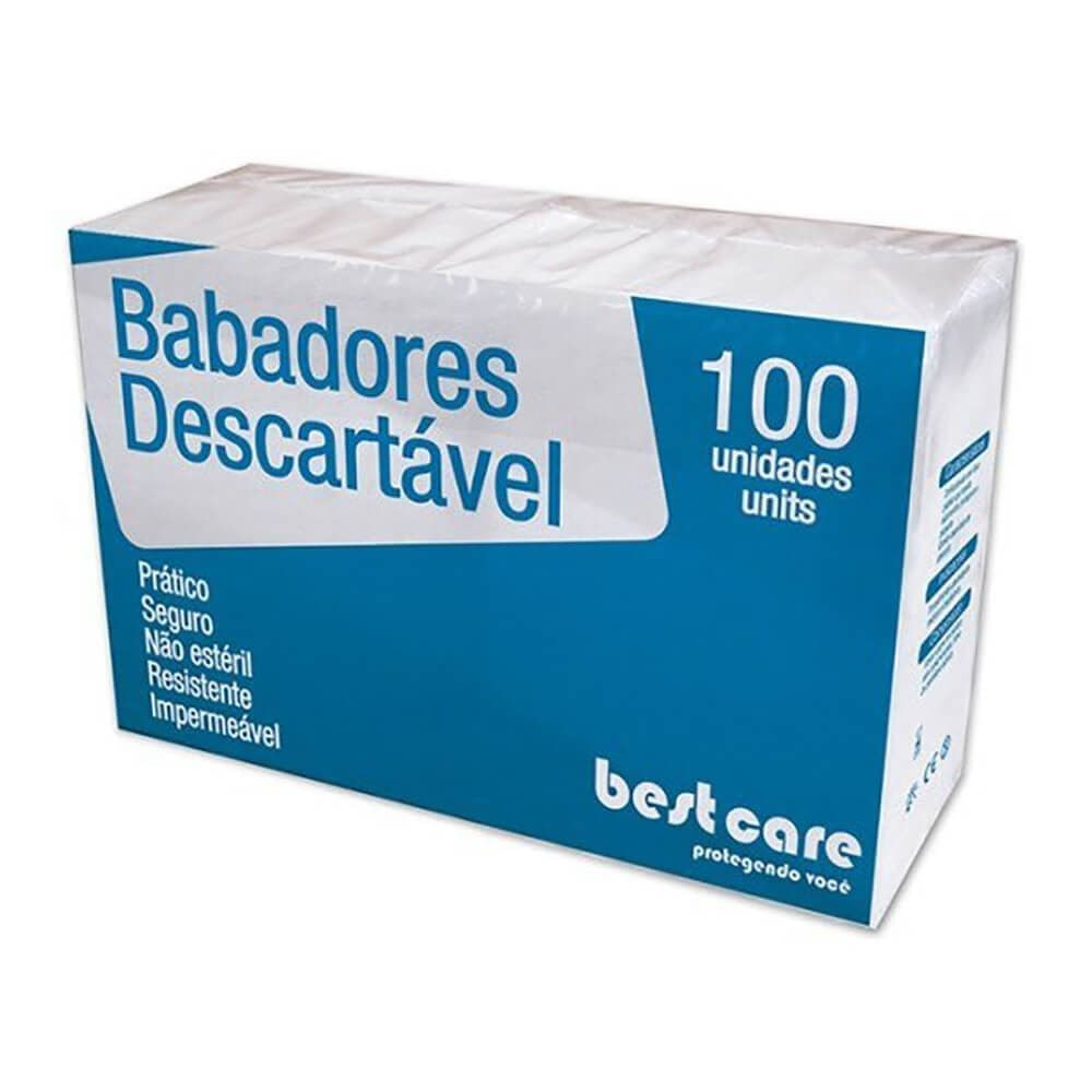 Babador Impermeável Best Care Descartável Branco - 100 Unidades