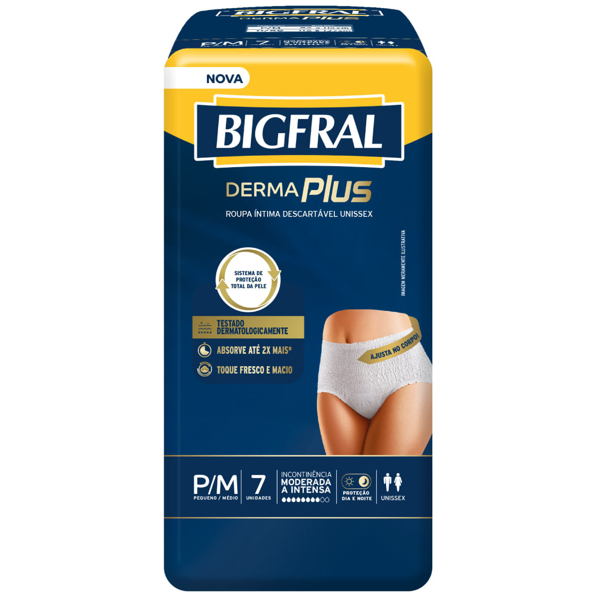 Roupa Íntima Derma Plus Bigfral - Tamanho P/m - 7 Unidades
