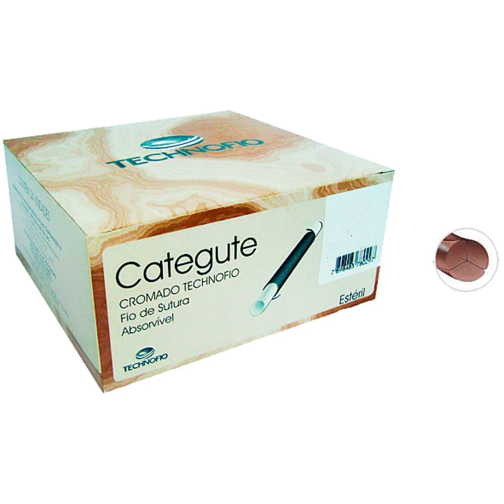 Fio Sutura Technofio Categute Cromado 1 Agulha 3,0 Cm 3/8 - Unidade