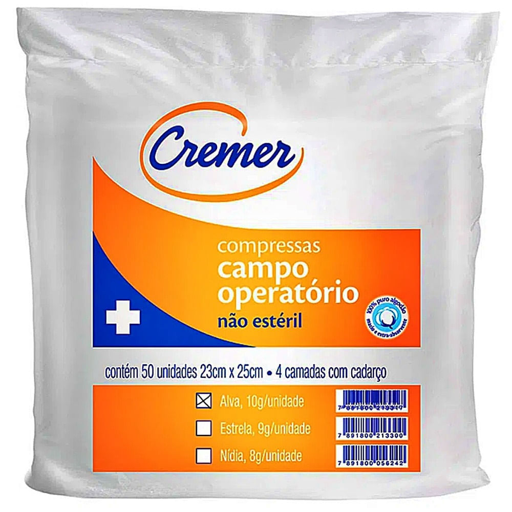 Campo Operatório Cremer Com Cadarço 23x25cm - 50 Unidades