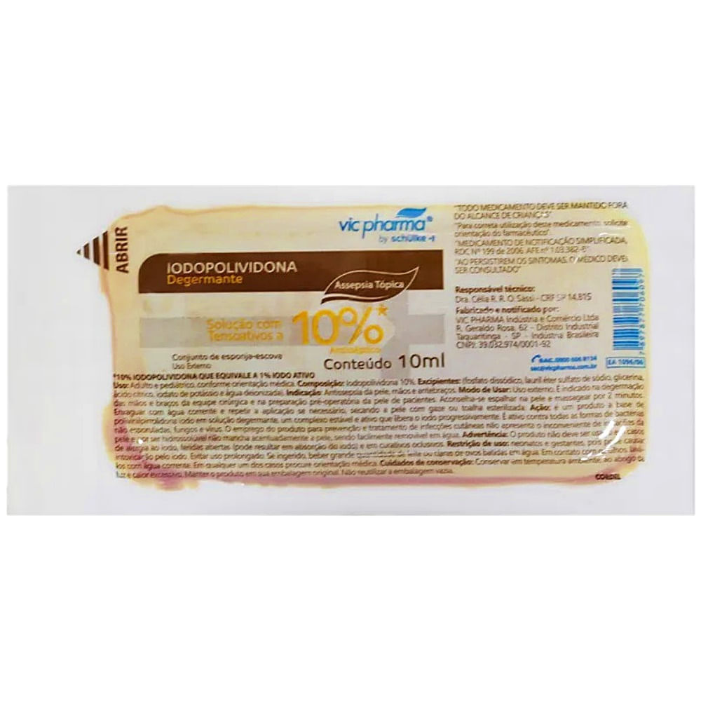 Escova PVPI 10% Solução Tópica Degermante 10ml - unidade