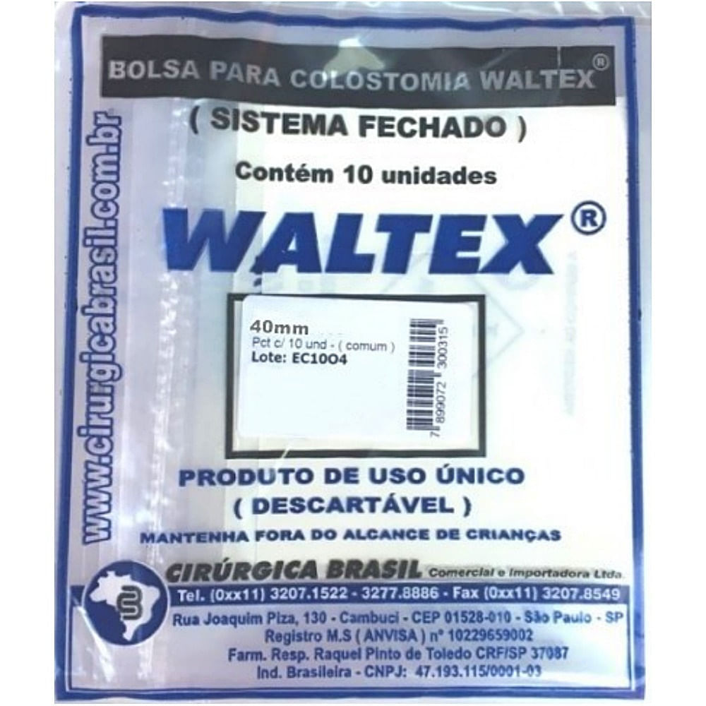Bolsa Colostomia Waltex 40mm - 10 Unidades