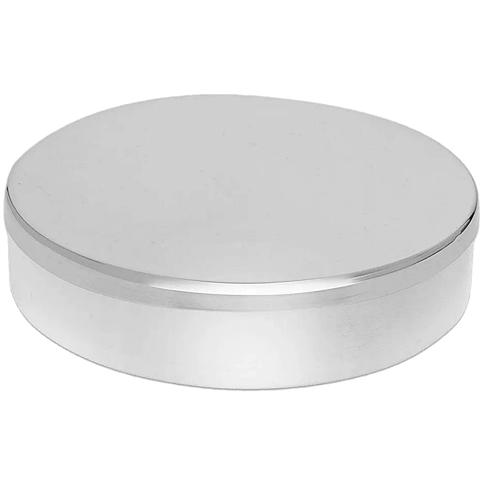 Estojo Hospitalar Em Aço Inox Redondo Liso Com Tampa 13x13x3cm - Unidade