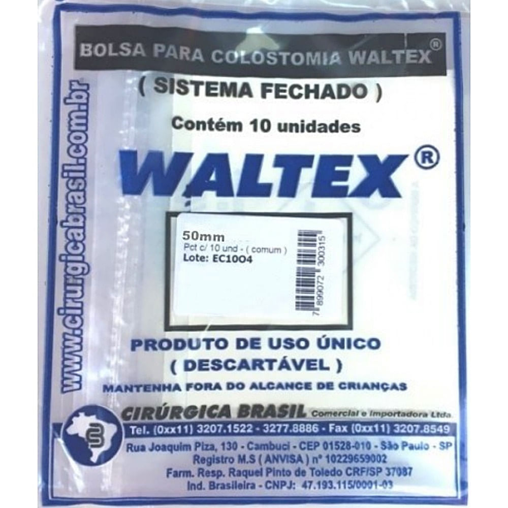 Bolsa Colostomia Waltex 50mm - 10 unidades