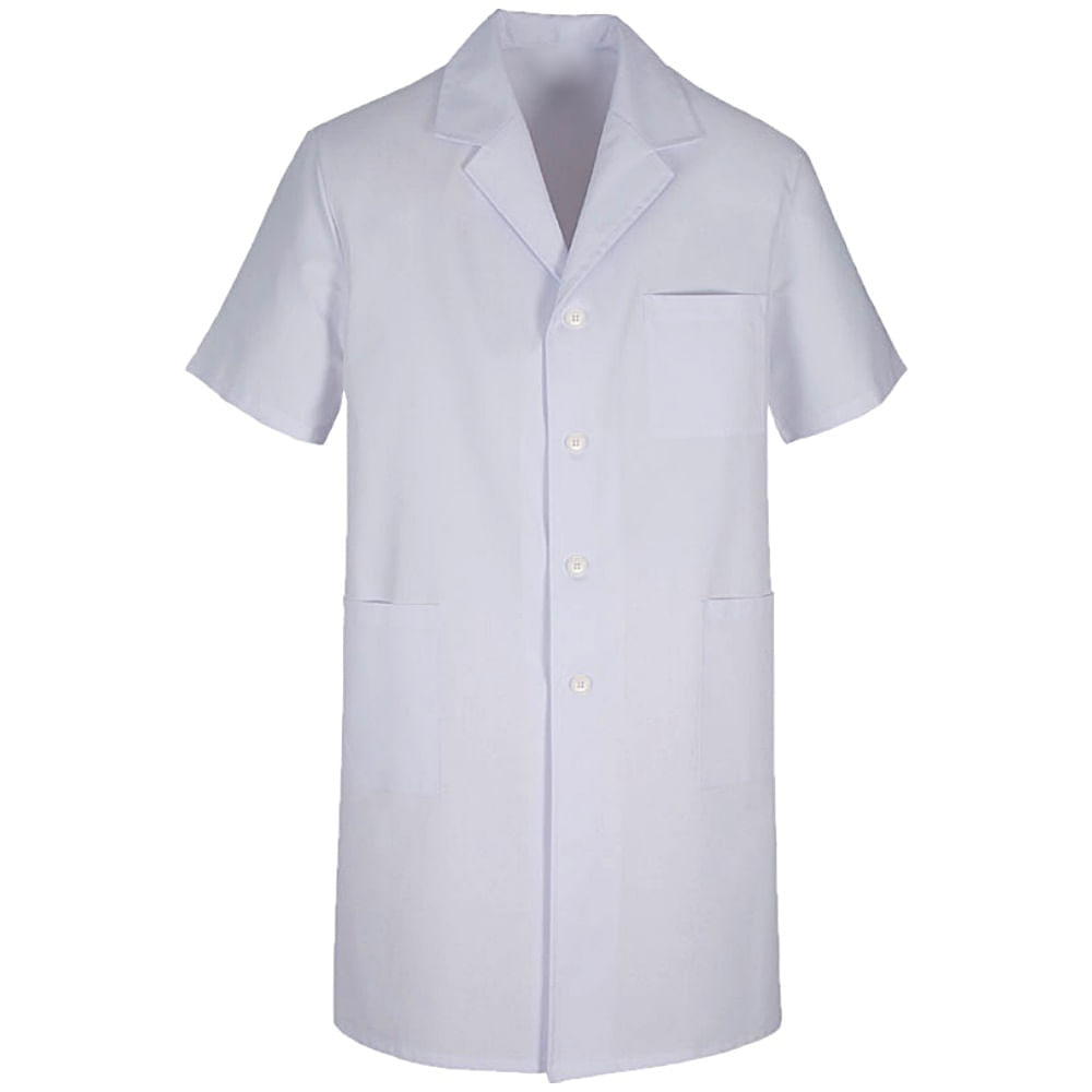 Jaleco Oxford Longo Branco Manga Curta Tam Xgg