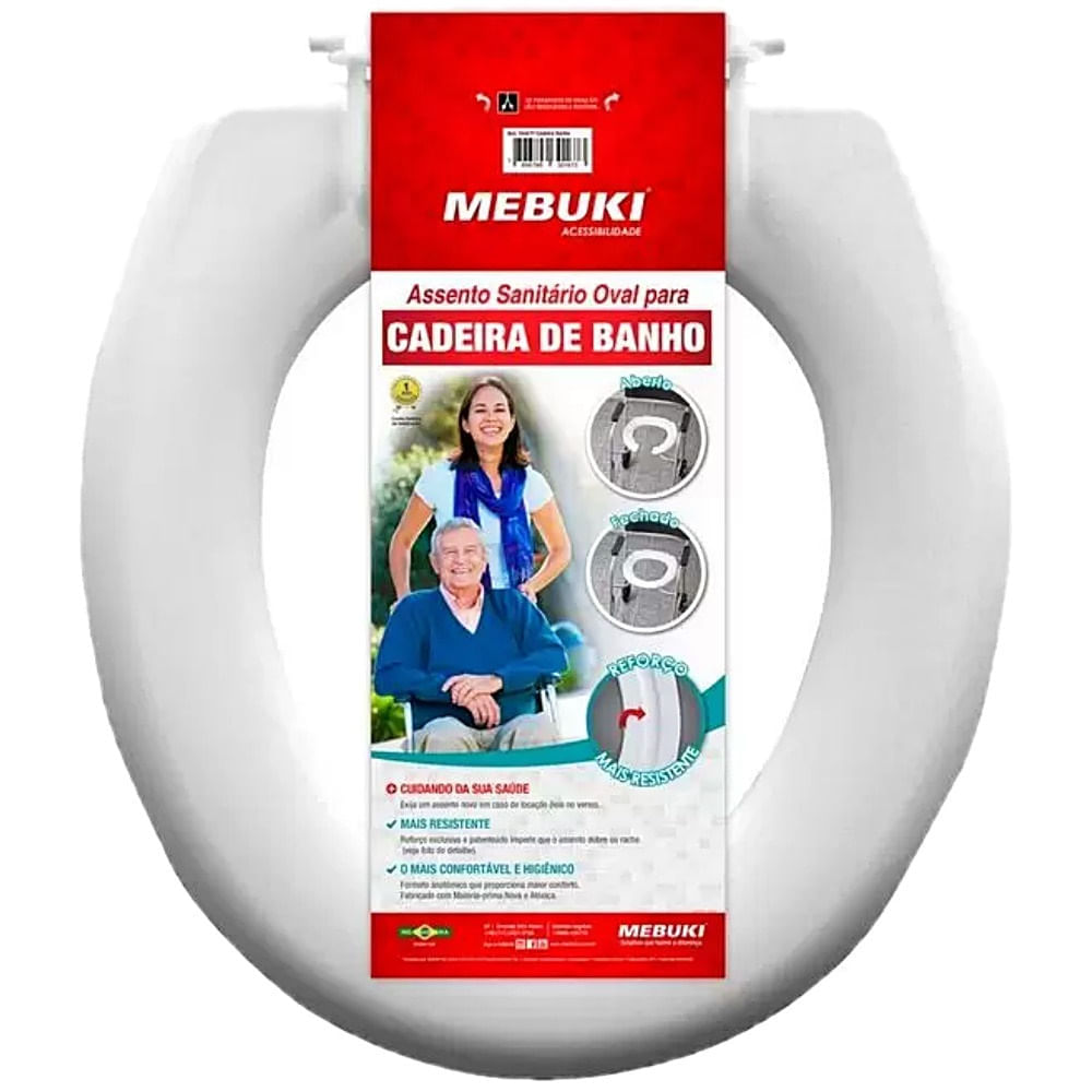Assento Sanitário Oval Mebuki Para Cadeira De Banho Fechado - Unidade