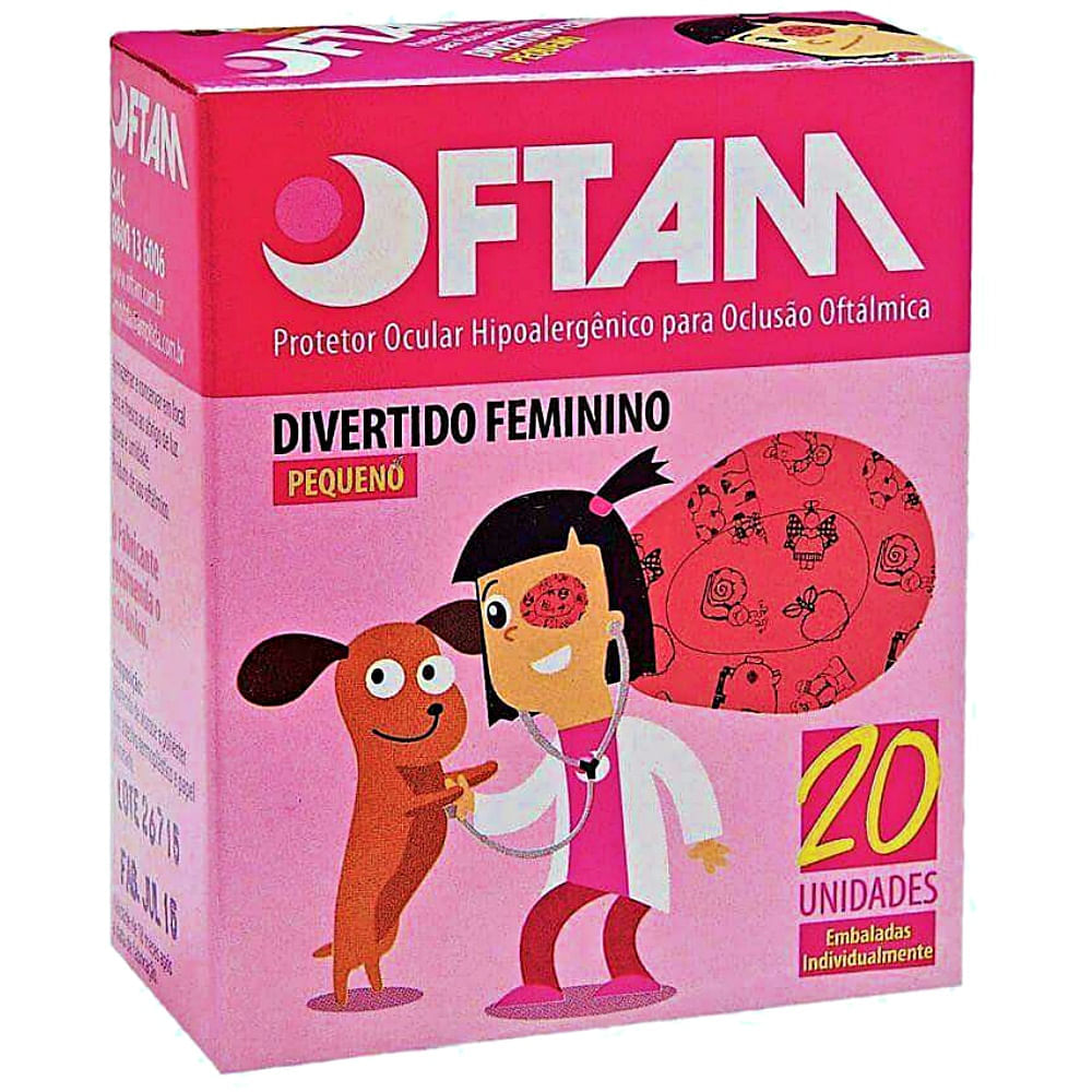 Protetor Ocular Oftam Divertido Ferminino Rosa Tam P- 20 Unidades