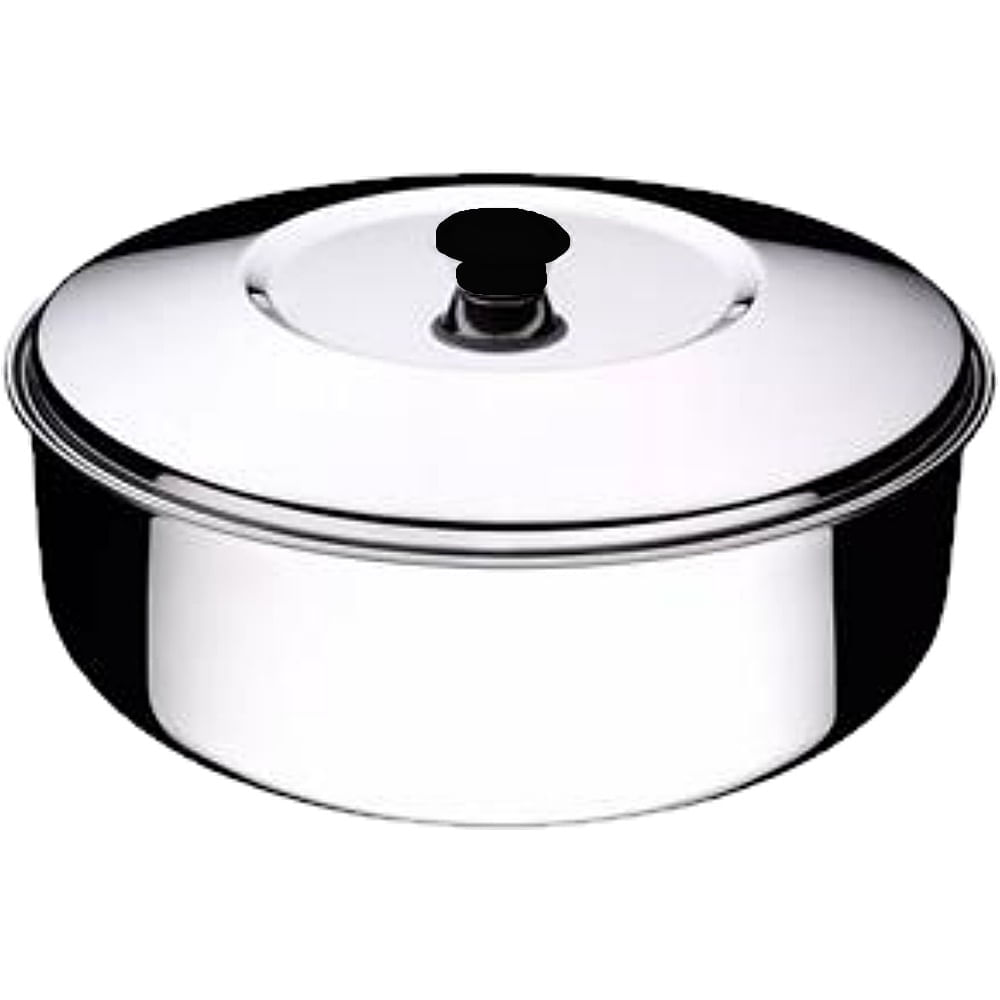 Cuba Para Assepsia Aço Inox Redonda Com Tampa 14x6cm - Unidade