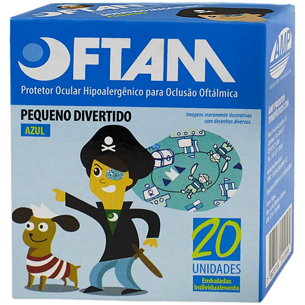 Protetor Ocular Oftam Divertido Azul Tam P - 20 Unidades