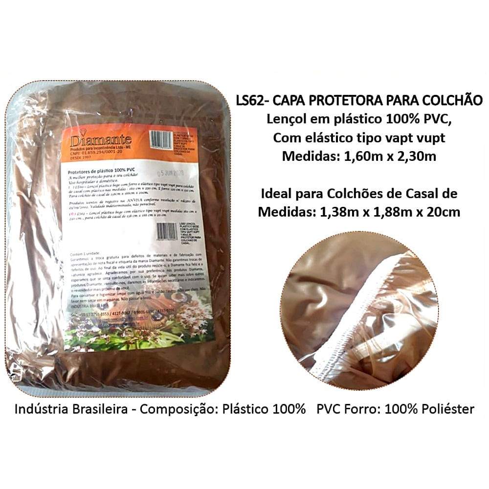 Capa Protetora Colchão Casal Diamante Elástico 1.60X2.30m - unidade