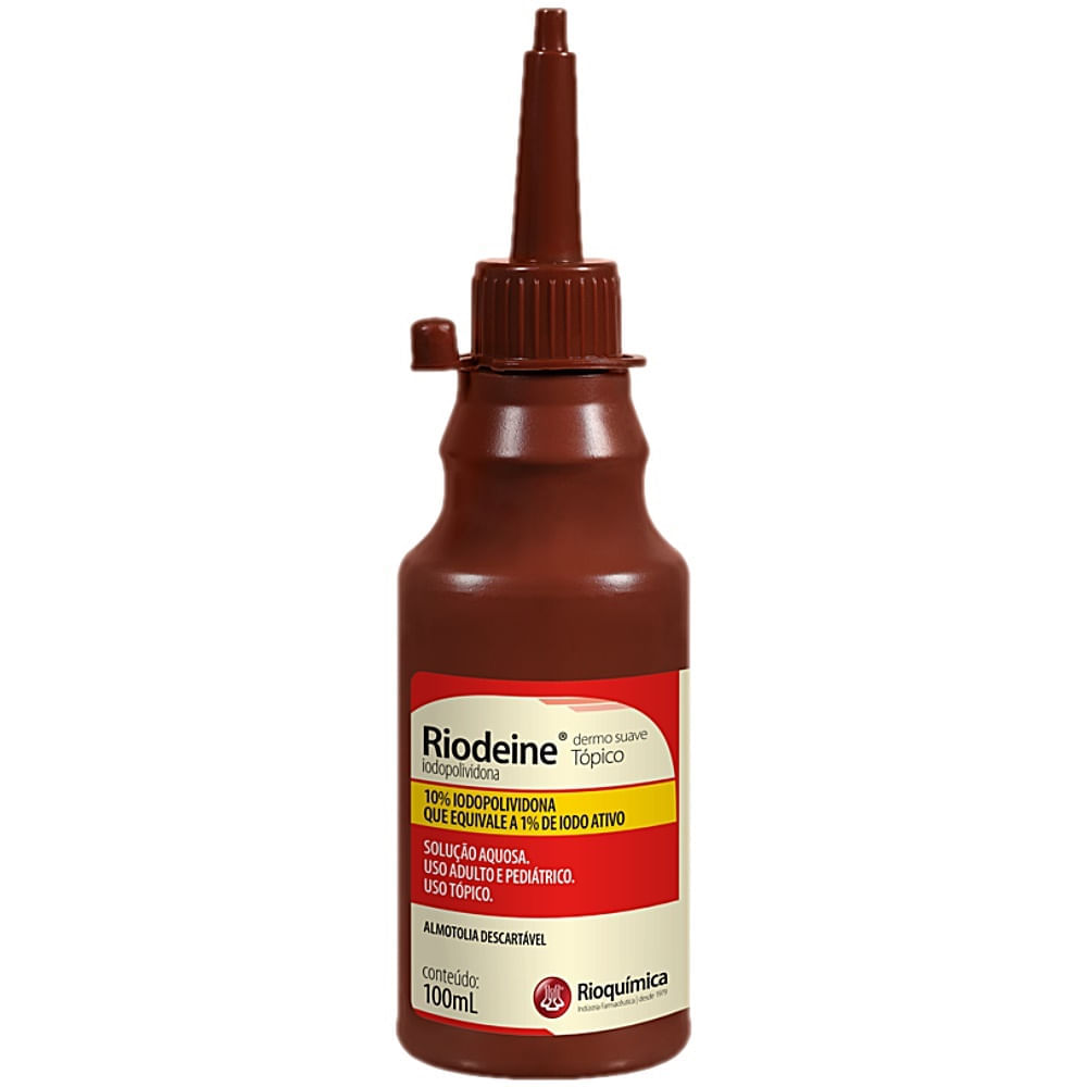 Riodeine Iodopolividona Dermo Suave Tópico 100ml - Unidade