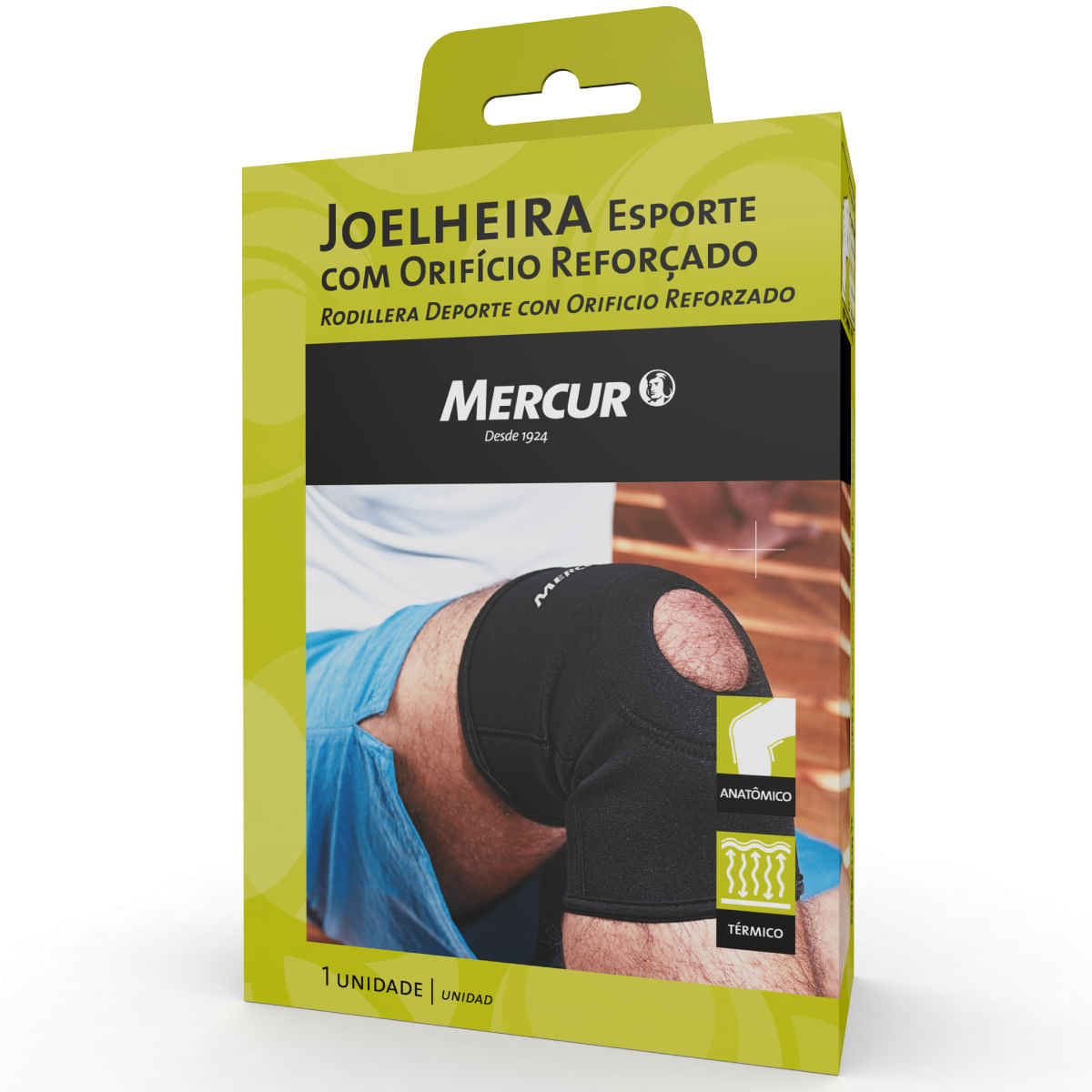 Joelheira Esporte com Orifício Reforçado Mercur - Tamanho GG - unidade