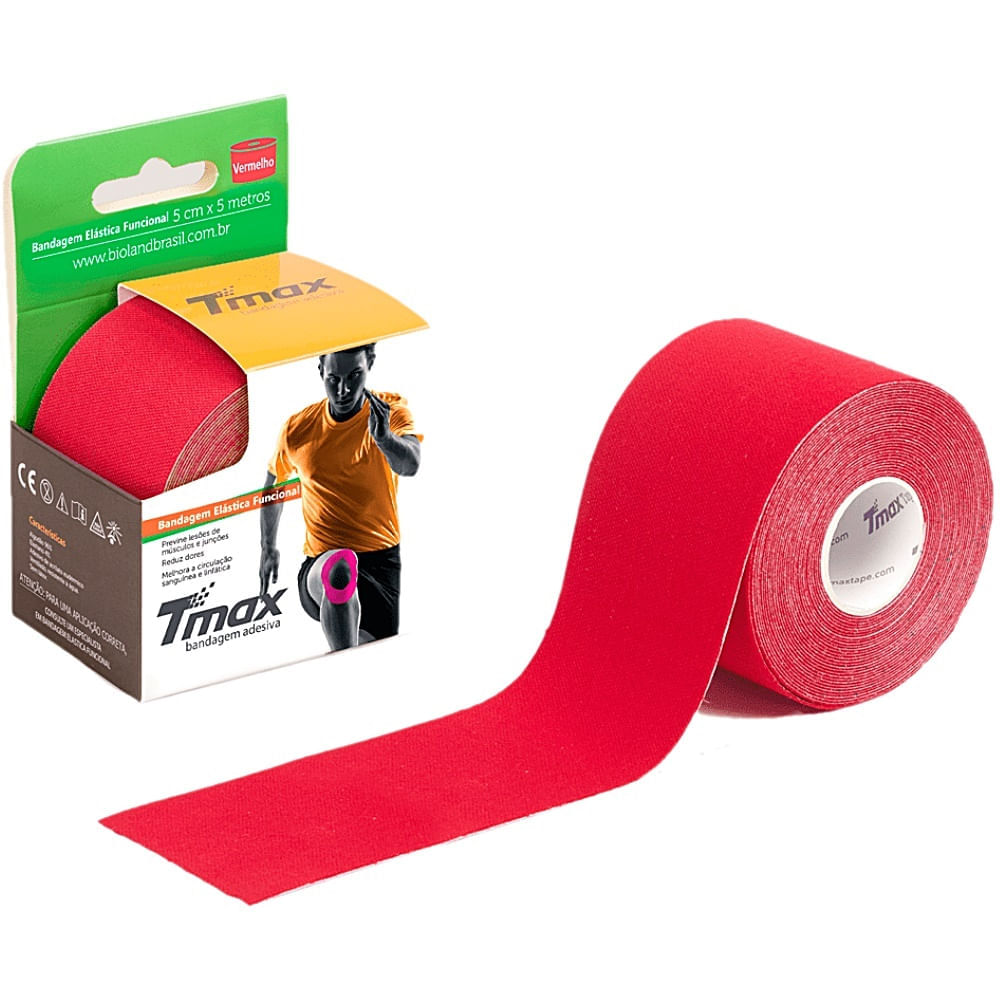 Bandagem Elástica Kinesio Tmax Vermelha 5cmx5m - Unidade