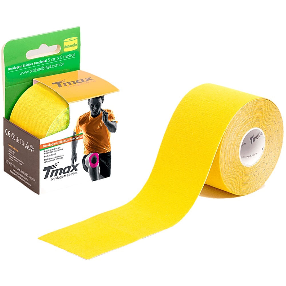 Bandagem Elástica Kinesio Tmax Amarela 5cmx5m - Unidade