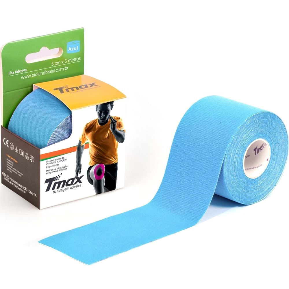 Bandagem Elástica Kinesio Tmax Azul 5cmx5m - Unidade