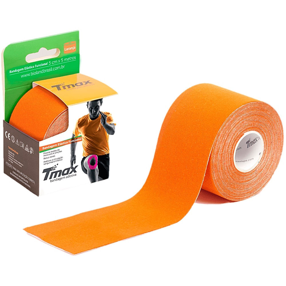 Bandagem Elástica Kinesio Tmax Laranja 5cmx5m - Unidade