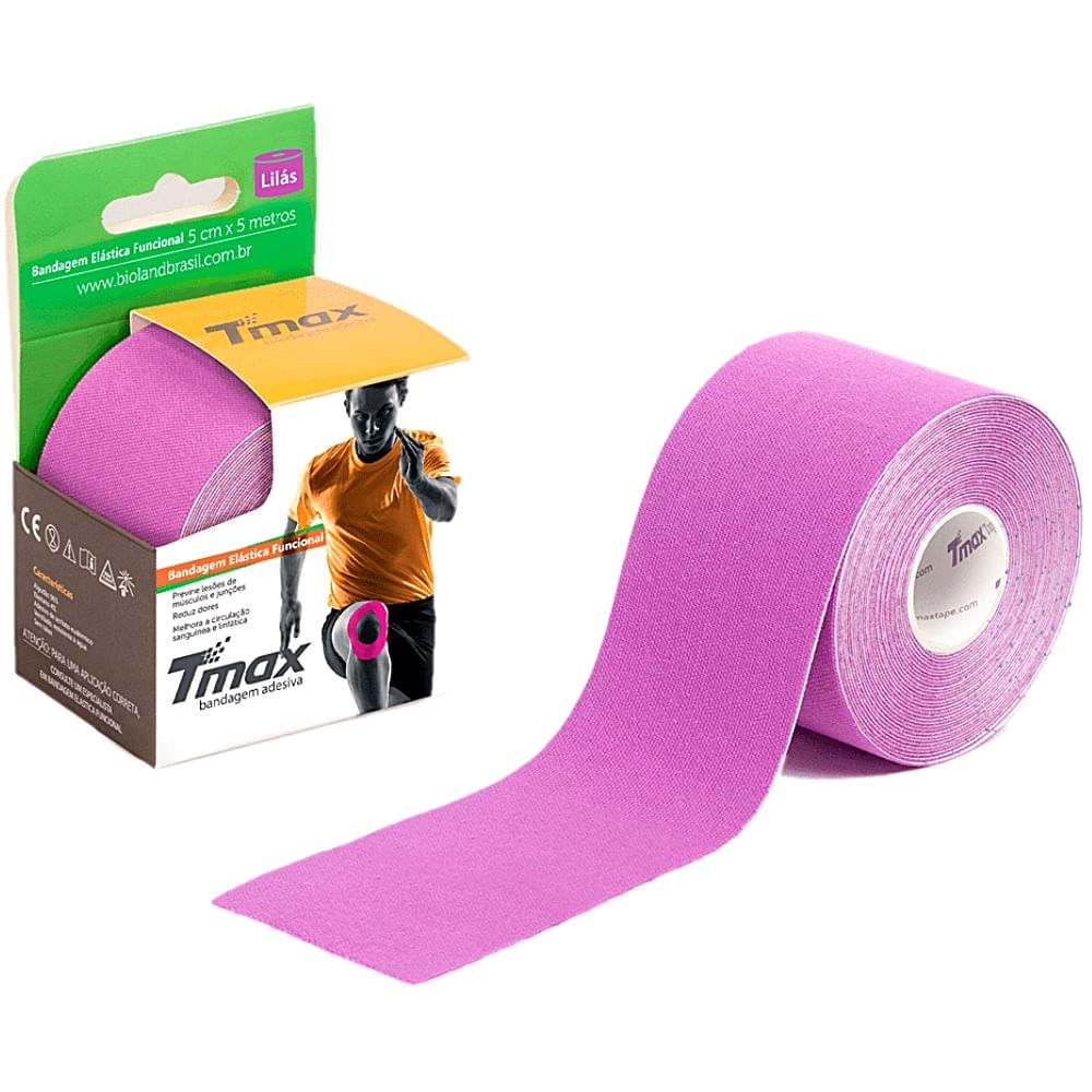 Bandagem Elástica Kinesio Tmax Lilás 5cmx5m - Unidade
